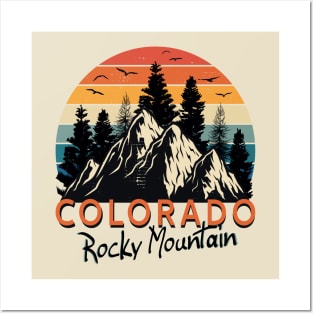 Colorado Tee - Retro Vintage Mountains Nature Hiking T-Shirt Posters and Art